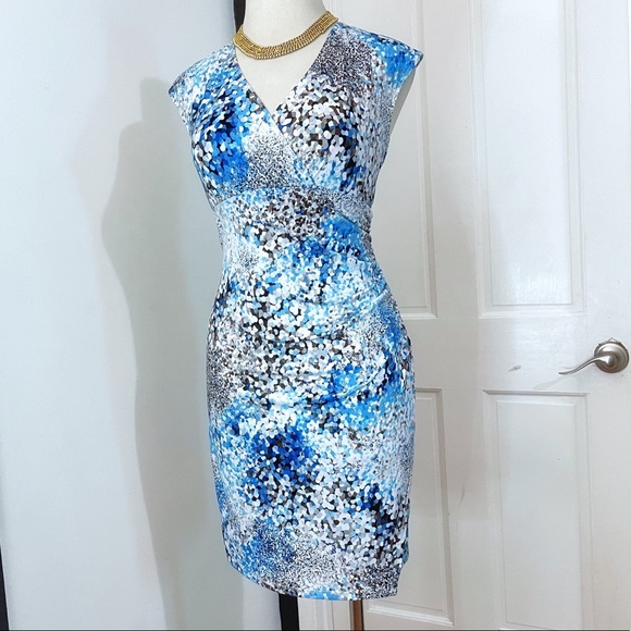 Glamour Dresses & Skirts - Glamour Watercolor Gathered Waist Sheath Dress
